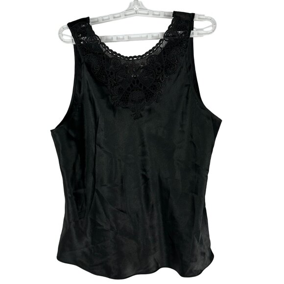 Cinema Etoile Vintage Womens Black Sleeveless Lace-Trimmed Top Size XL - Picture 1 of 5